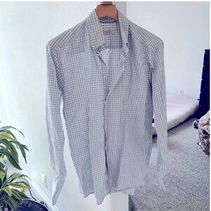 Eton Men’s Slim Fit Button Up Shirt | Light Gray/Blue + White | 39 / 15.5